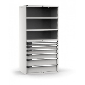 Armadio portautensili a 7 cassetti e 2 piani regolabili, L1020 x P726 x H2000 mm