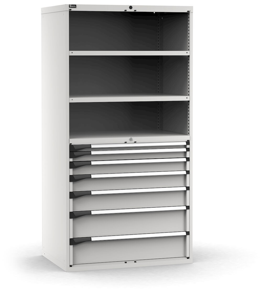 Armadio portautensili a 7 cassetti e 2 piani regolabili, L1020 x P726 x H2000 mm