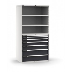 Armadio portautensili a 7 cassetti e 2 piani regolabili, L1020 x P726 x H2000 mm