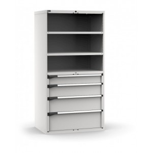 Armadio portautensili a 4 cassetti e 2 piani forati, L1020 x P726 x H2000 mm