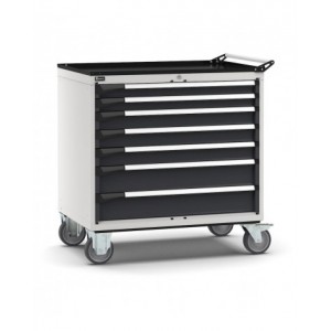 Cassettiera porta attrezzi con ruote, 7 cassetti  2x75 3x100 2x150, L1020 x P726 x H1072 mm