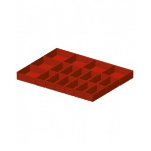 Set di 18 cassette divisorio in plastica per cassetti con H 50mm,  36x27 EH