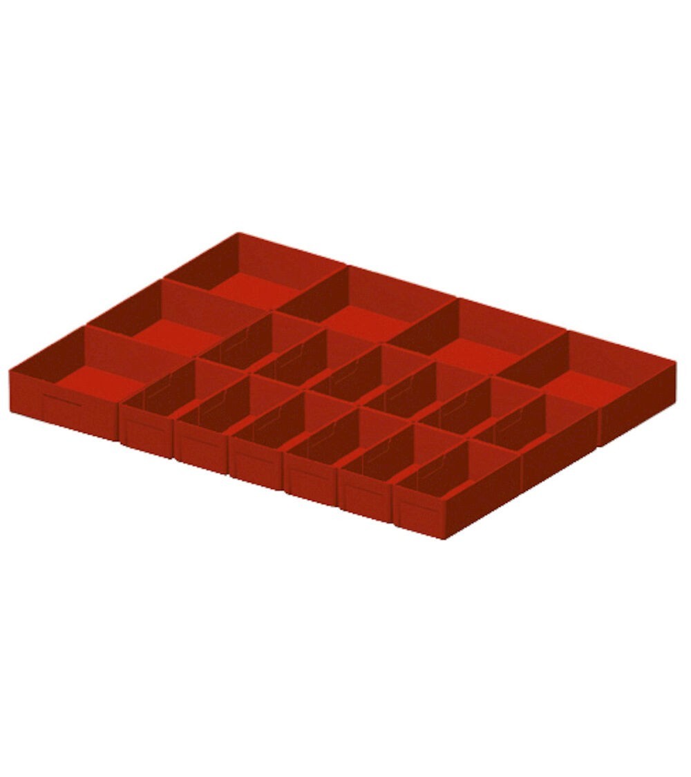 Set di 18 cassette divisorio in plastica per cassetti con H 50mm,  36x27 EH