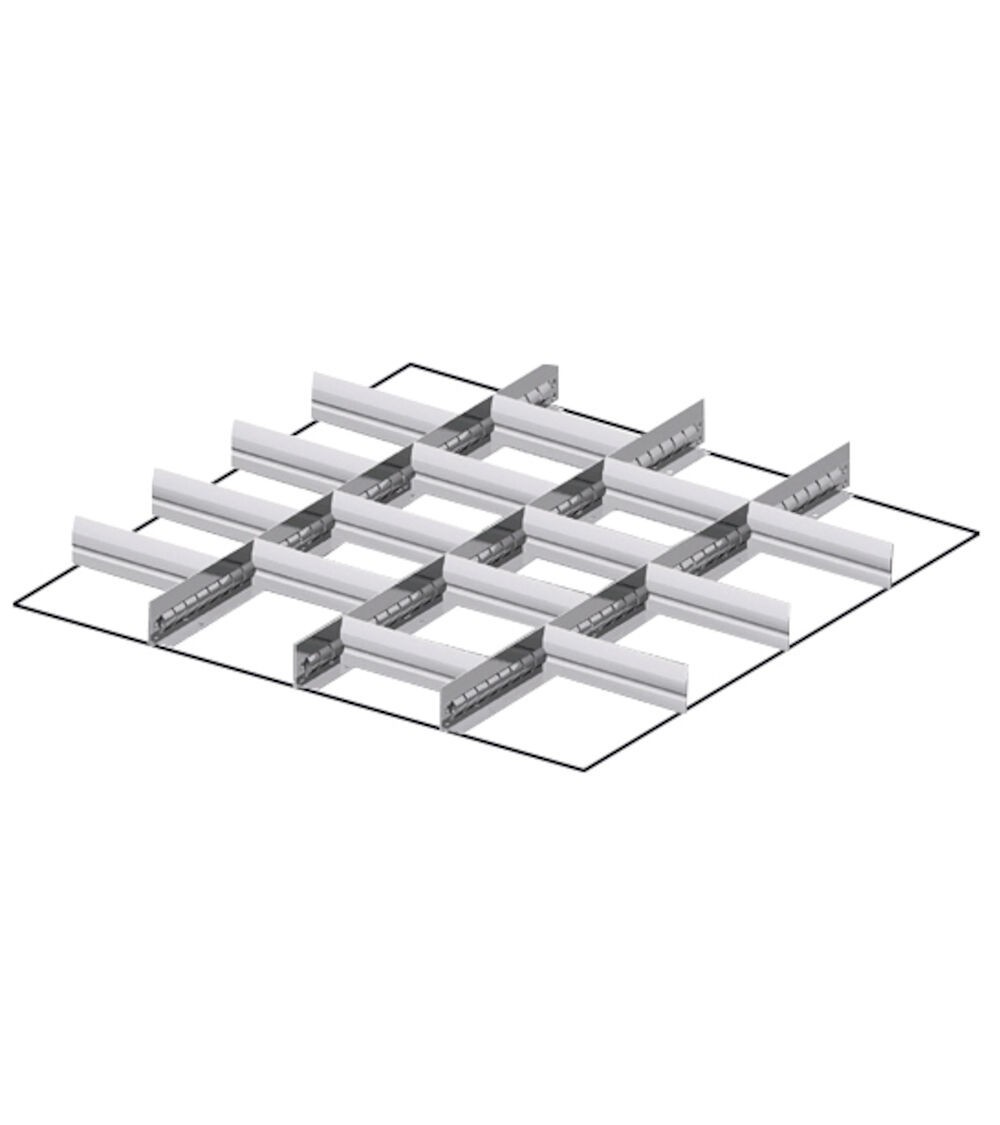 Set 3 divisori longitudinali, 15 divisori trasversali per cassetti con H 75 mm, 36x36 EH