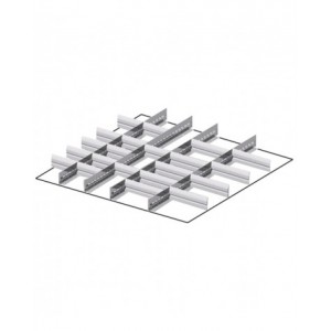 Set 4 divisori longitudinali, 21 divisori trasversali per cassetti con H 75 mm, 36x36 EH