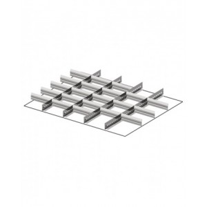 Set 4 divisori longitudinali, 21 divisori trasversali per cassetti con H 75 mm, 45x36 EH