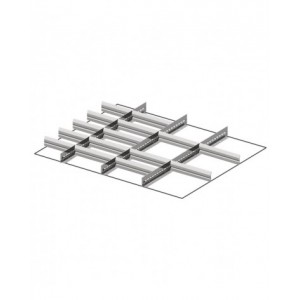 Set 3 divisori longitudinali, 15 divisori trasversali per cassetti con H 75 mm, 45x36 EH