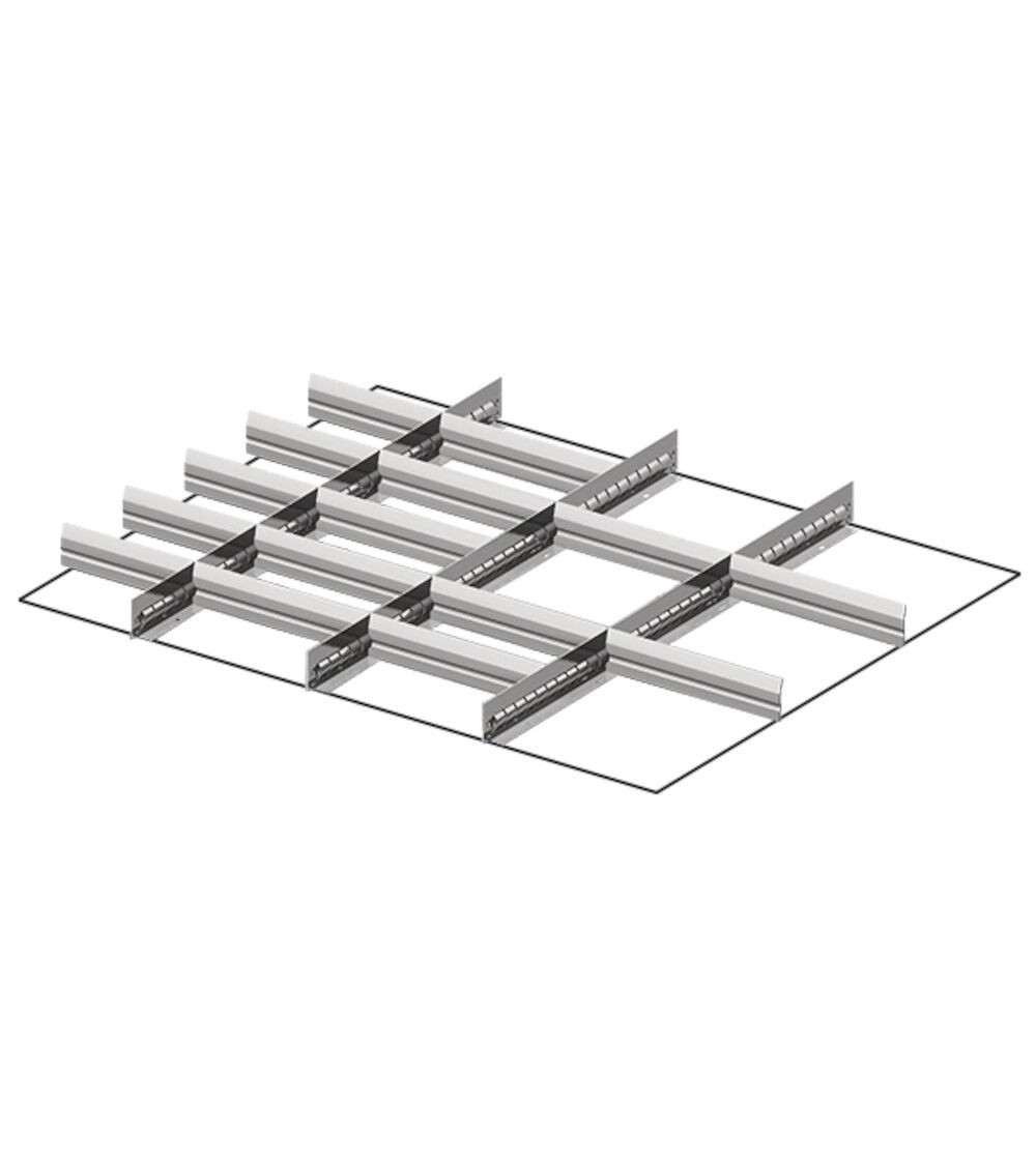 Set 3 divisori longitudinali, 15 divisori trasversali per cassetti con H 300 mm, 45x36 EH