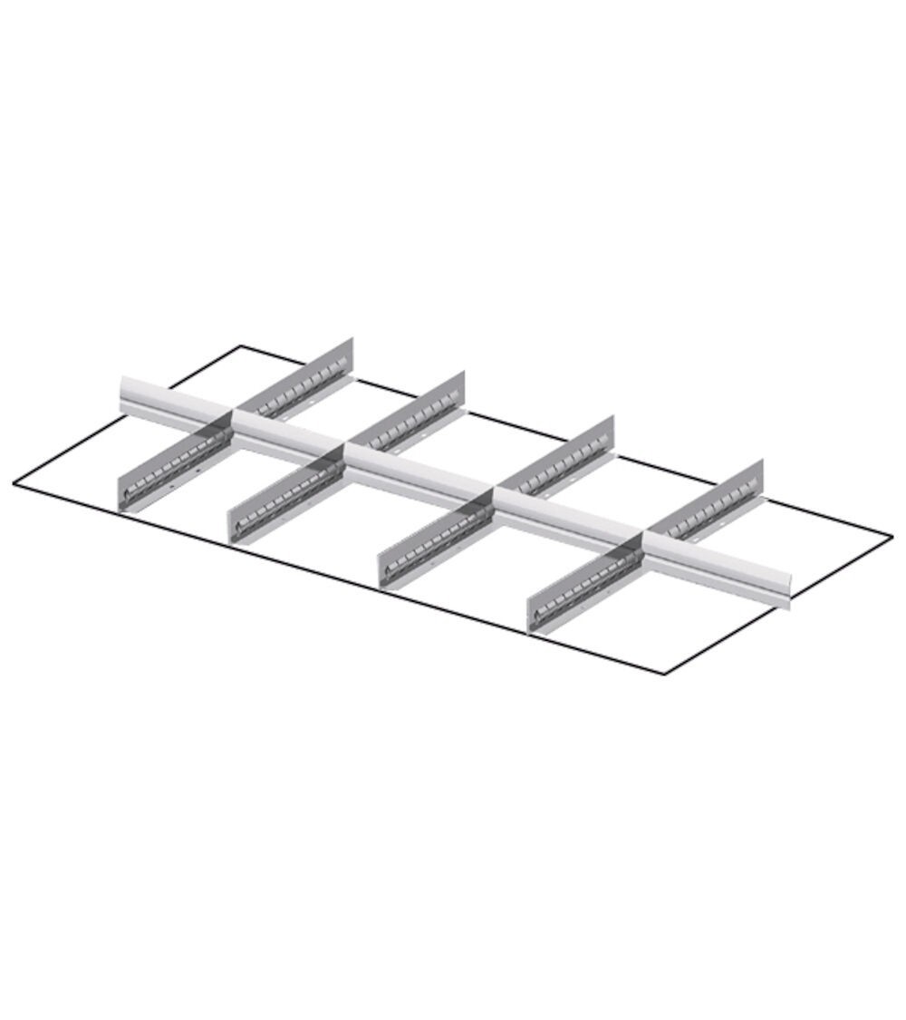 Set 4 divisori longitudinali, 5 divisori trasversali per cassetti con H 50 mm, 54x27 EH
