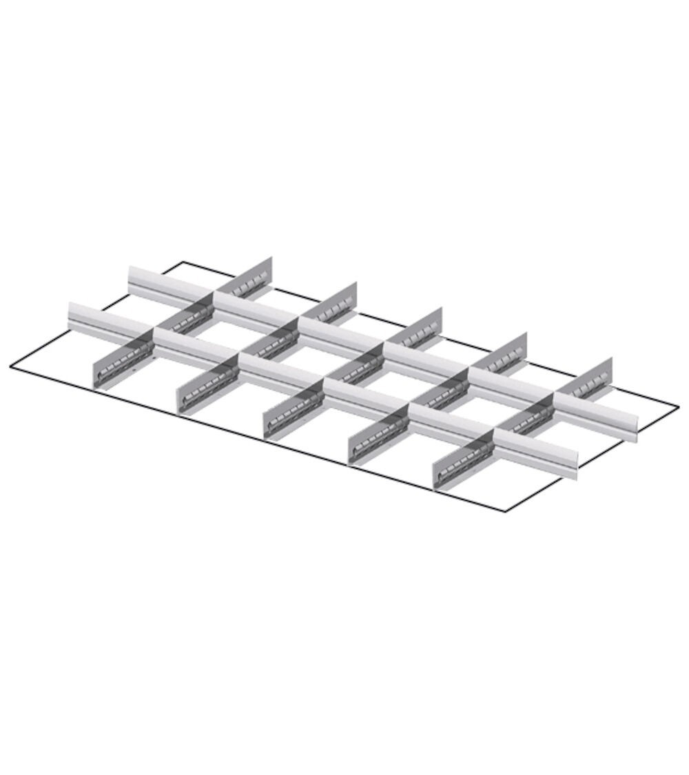 Set 5 divisori longitudinali, 12 divisori trasversali per cassetti con H 100/125 mm, 54x27 EH
