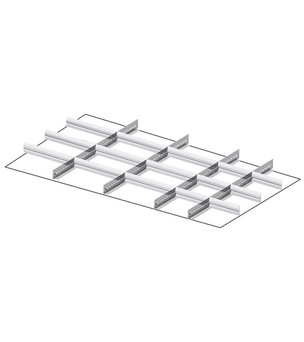 Set 4 divisori longitudinali, 15 divisori trasversali per cassetti con H 150/175 mm, 64X36 EH
