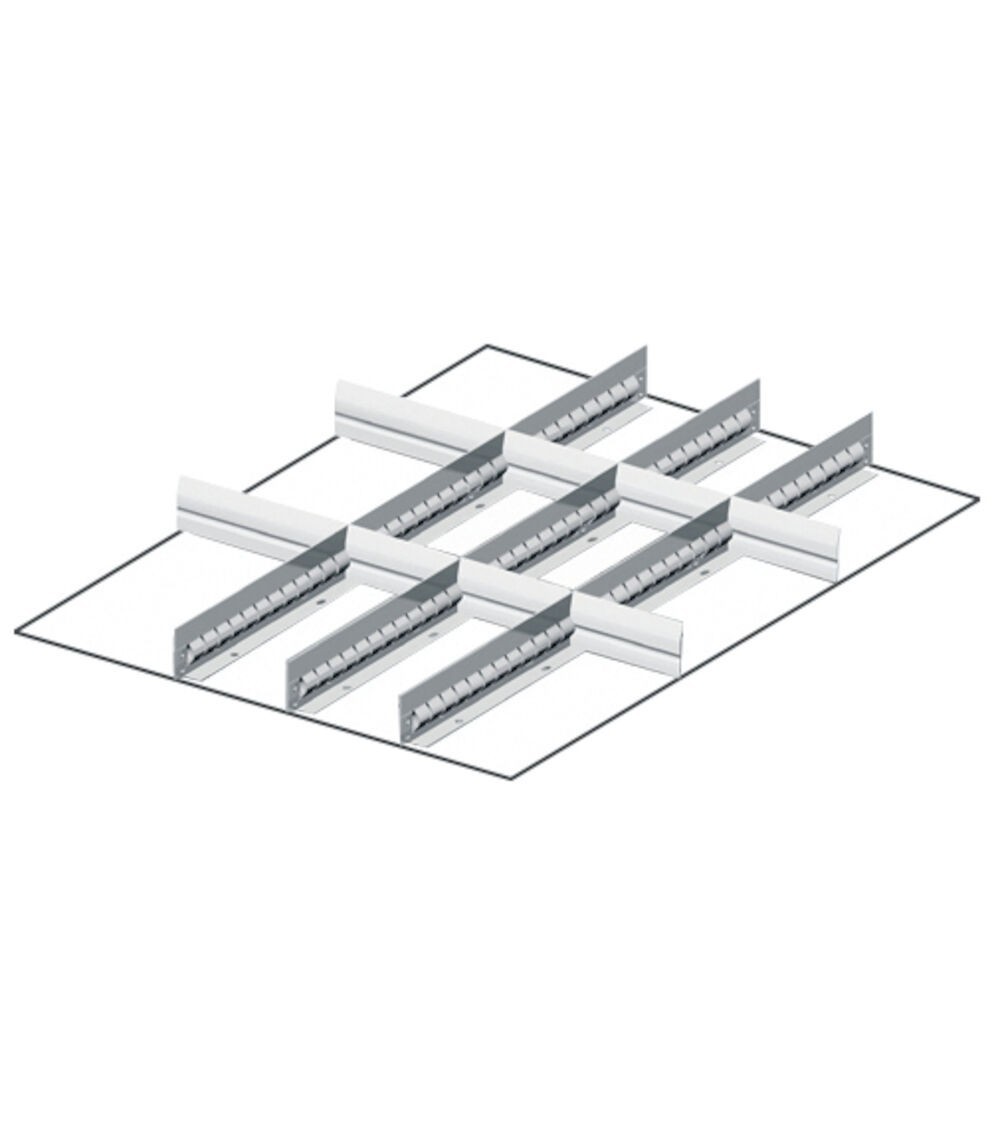 Set 3 divisori longitudinali, 8 divisori trasversali per cassetti con H 75 mm, 27x36 EH