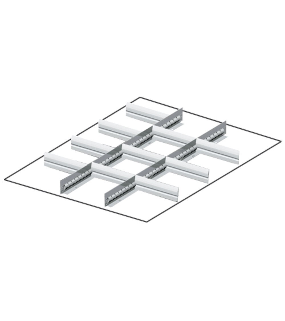 Set 2 divisori longitudinali, 10 divisori trasversali per cassetti con H 150/175 mm, 27x36 EH