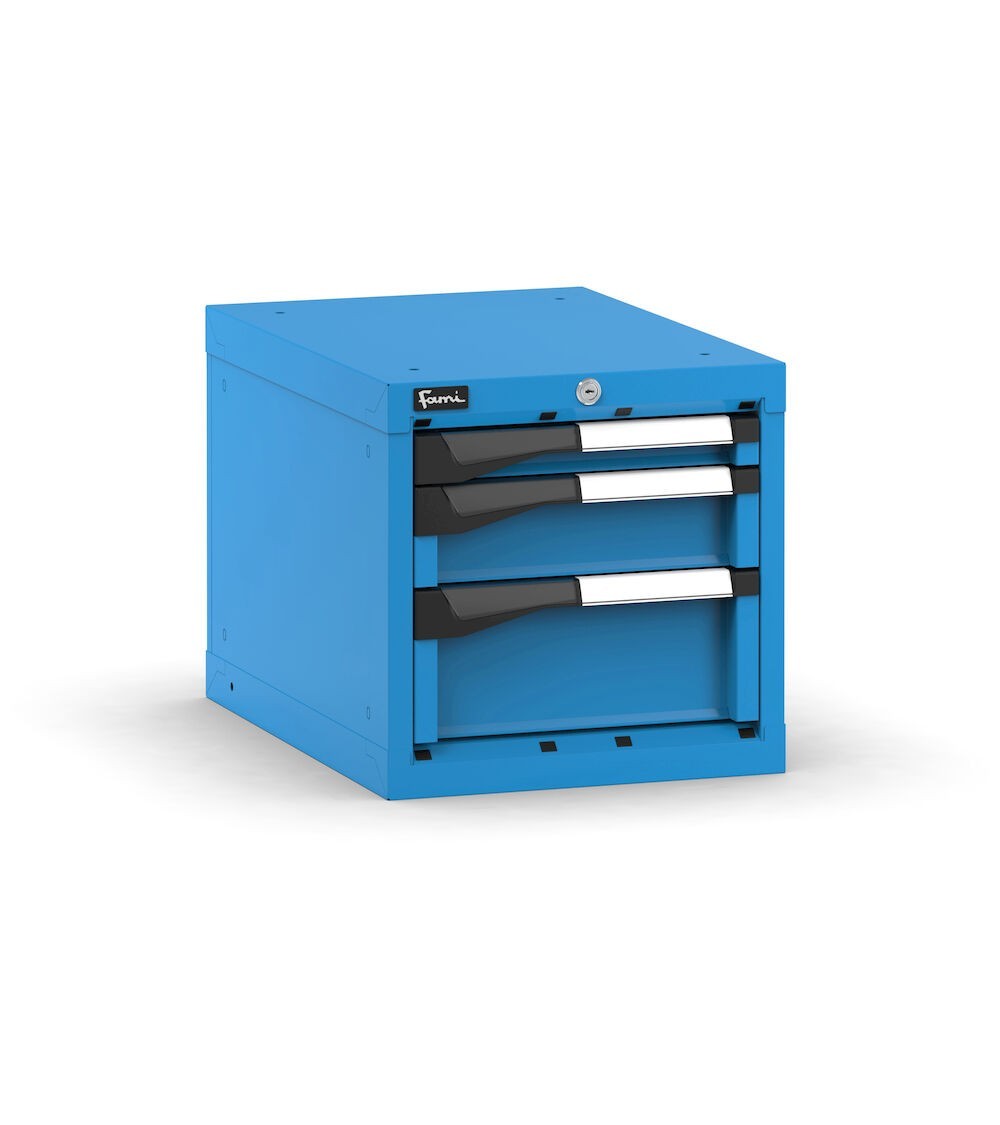 Blocco cassettiera da banco, 3 cassetti 1x50 1x100 1x150, L408 x P573 x H400 mm