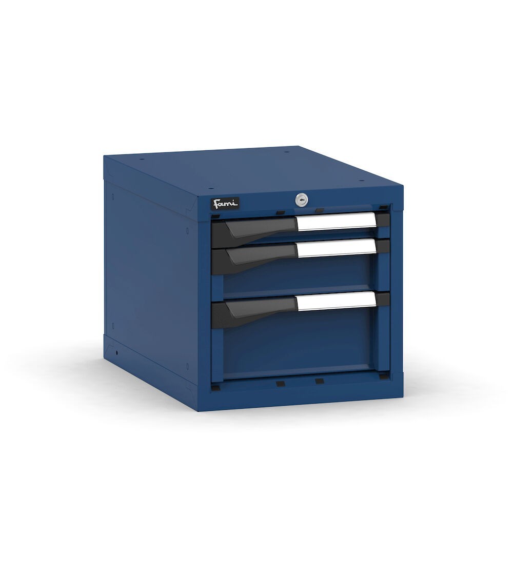 Blocco cassettiera da banco, 3 cassetti 1x50 1x100 1x150, L408 x P573 x H400 mm