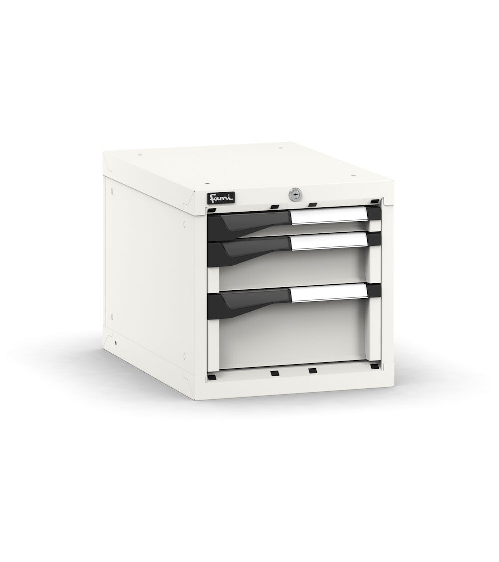 Blocco cassettiera da banco, 3 cassetti 1x50 1x100 1x150, L408 x P573 x H400 mm