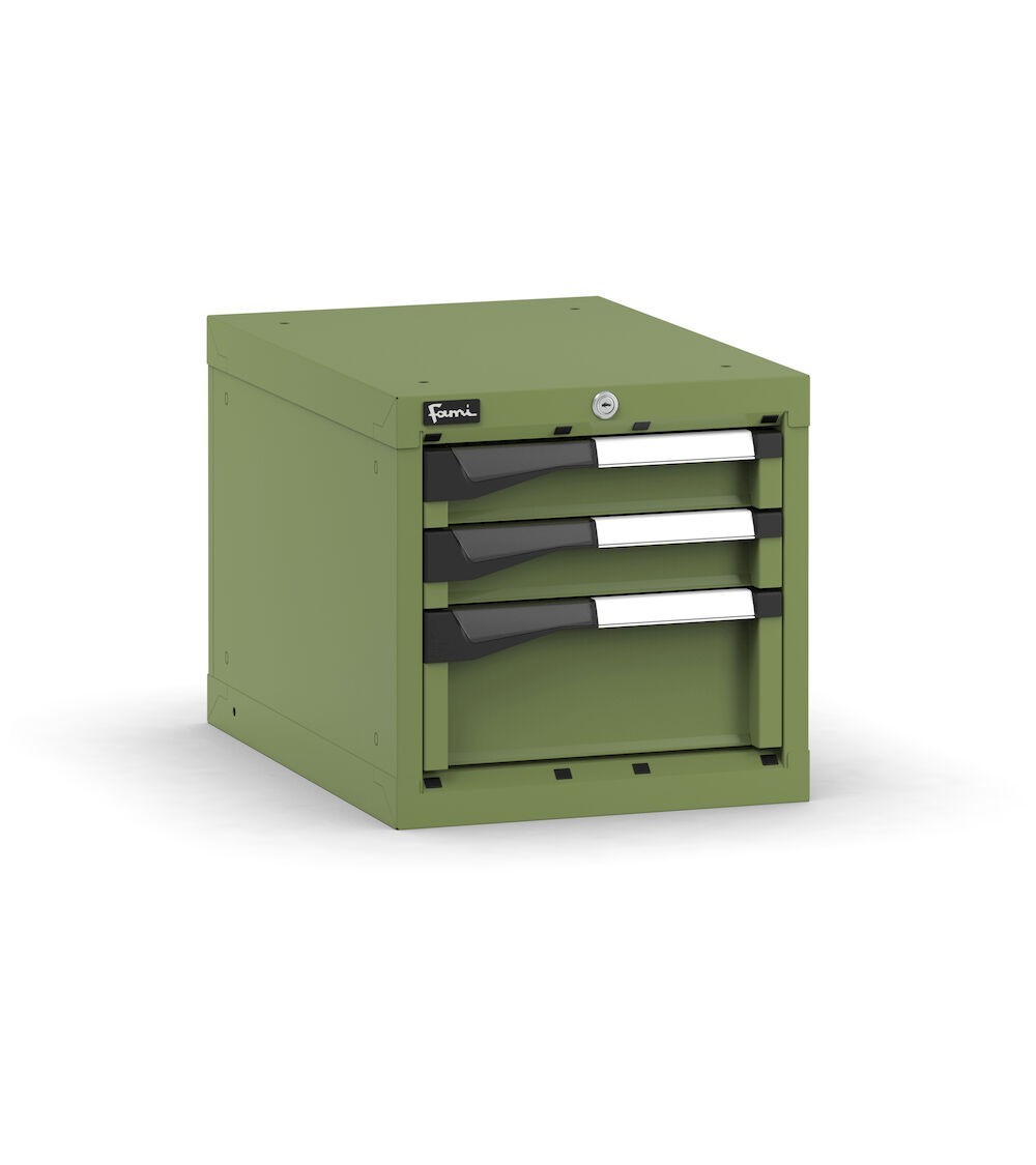 Blocco cassettiera da banco, 3 cassetti 2x75 1x150, L408 x P573 x H400 mm