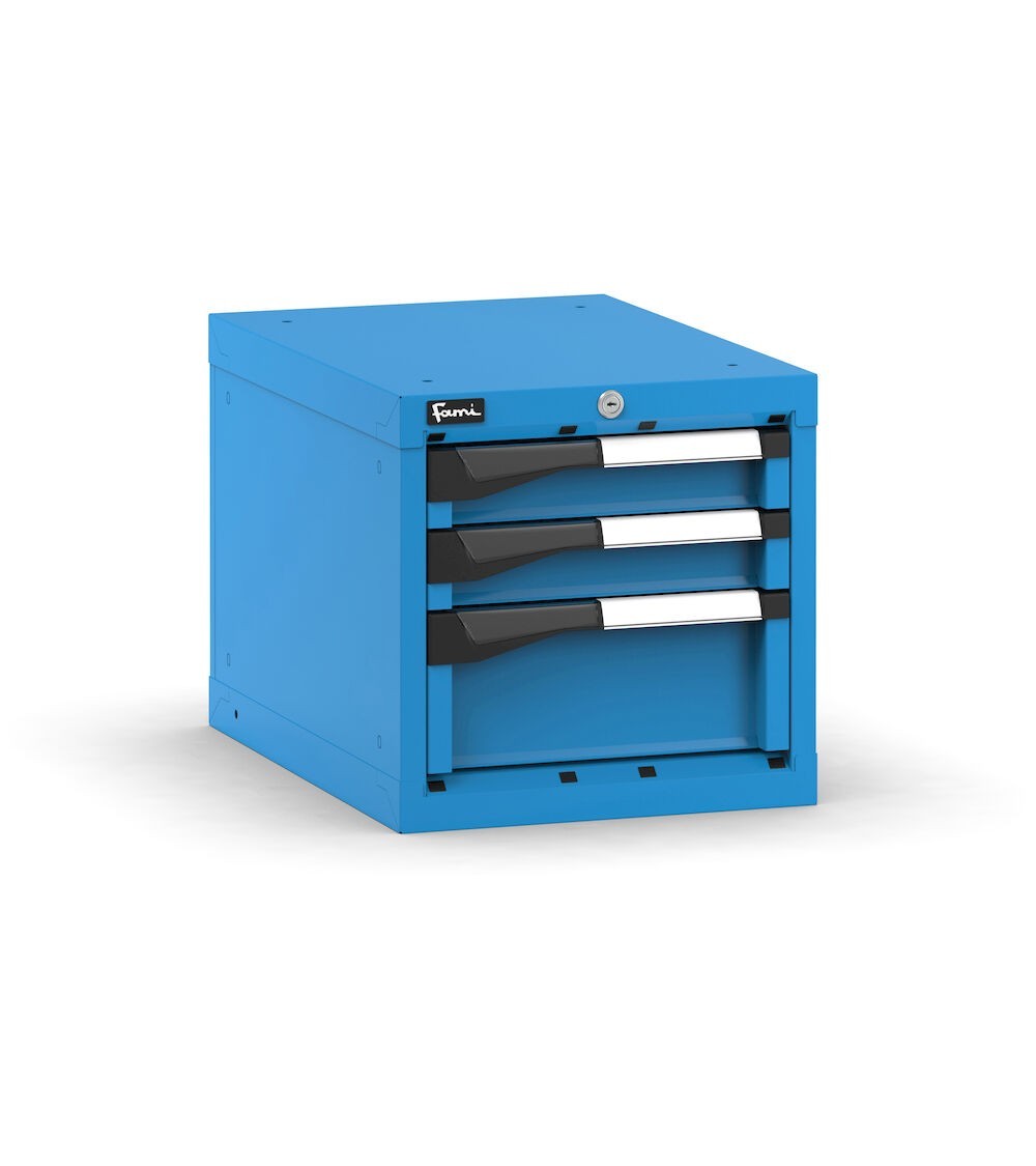 Blocco cassettiera da banco, 3 cassetti 2x75 1x150, L408 x P573 x H400 mm