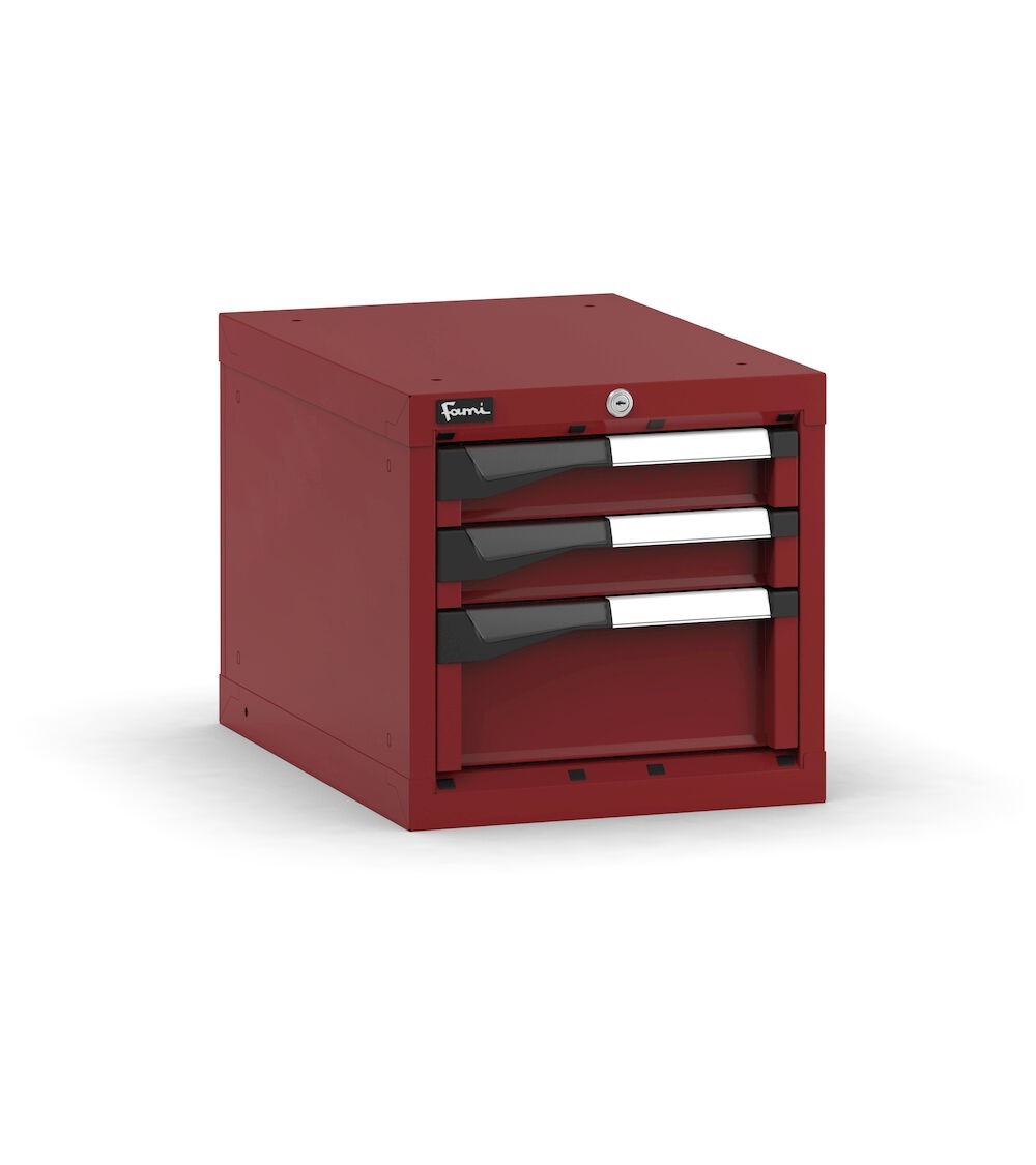 Blocco cassettiera da banco, 3 cassetti 2x75 1x150, L408 x P573 x H400 mm