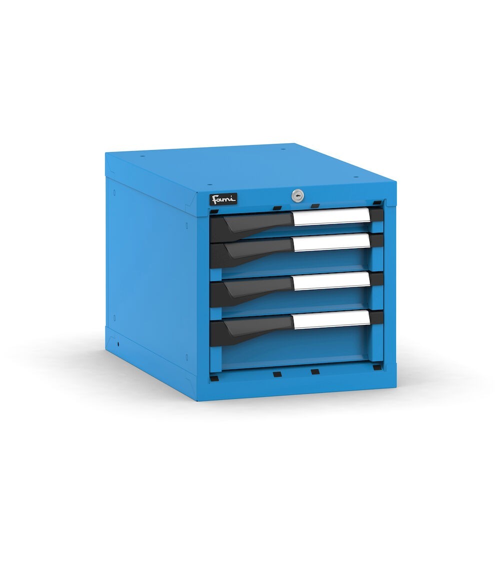 Blocco cassettiera da banco, 4 cassetti 1x50 2x75 1x100, L408 x P573 x H400 mm