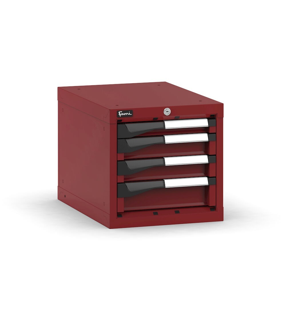 Blocco cassettiera da banco, 4 cassetti 1x50 2x75 1x100, L408 x P573 x H400 mm