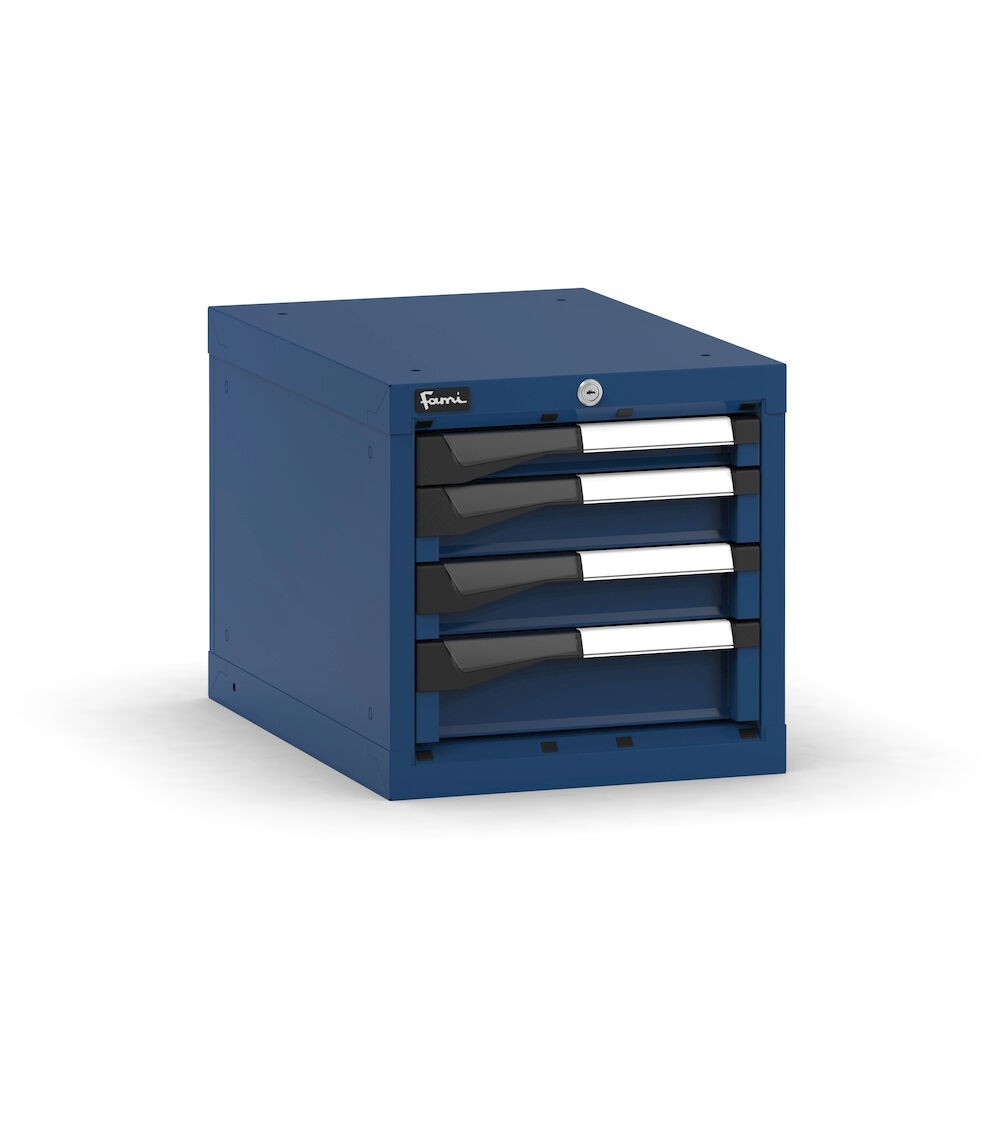 Blocco cassettiera da banco, 4 cassetti 1x50 2x75 1x100, L408 x P573 x H400 mm