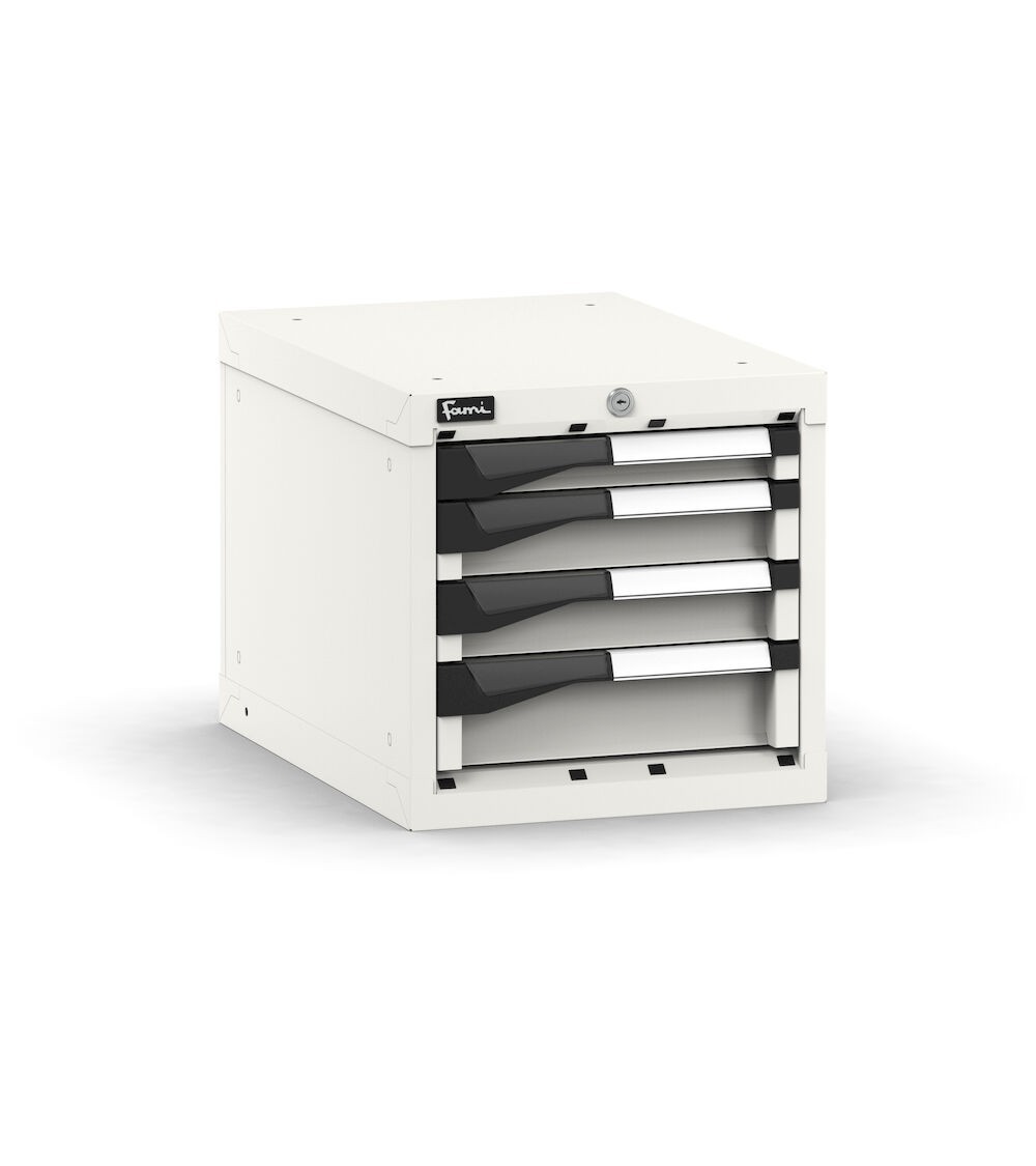Blocco cassettiera da banco, 4 cassetti 1x50 2x75 1x100, L408 x P573 x H400 mm