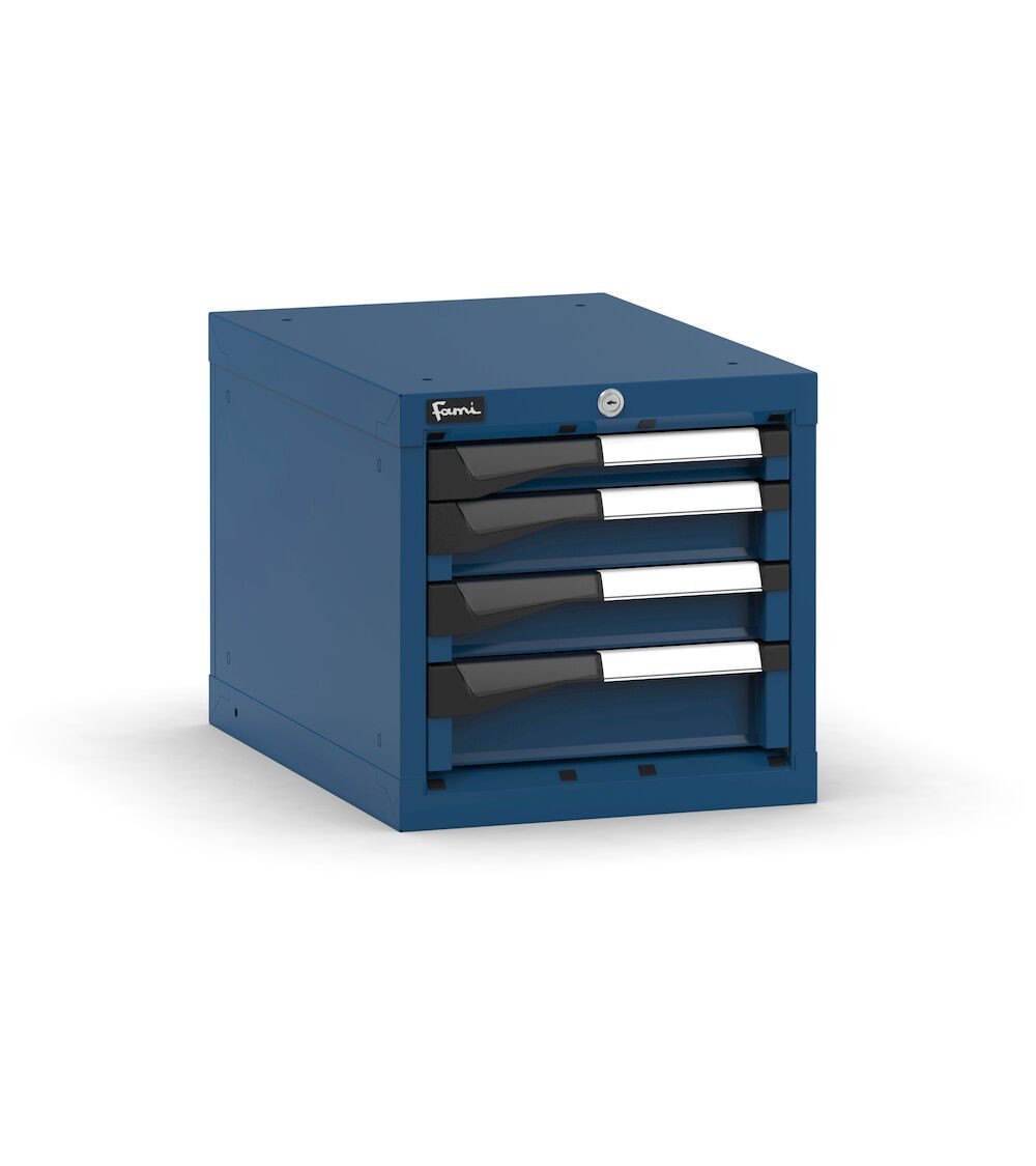 Blocco cassettiera da banco, 4 cassetti 1x50 2x75 1x100, L408 x P573 x H400 mm