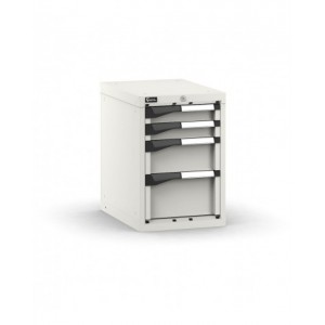 Blocco cassettiera da banco, 4 cassetti 2x75 1x150 1x200, L408 x P573 x H600 mm