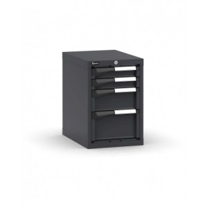 Blocco cassettiera da banco, 4 cassetti 2x75 1x150 1x200, L408 x P573 x H600 mm