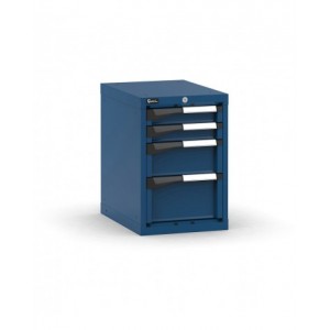 Blocco cassettiera da banco, 4 cassetti 2x75 1x150 1x200, L408 x P573 x H600 mm