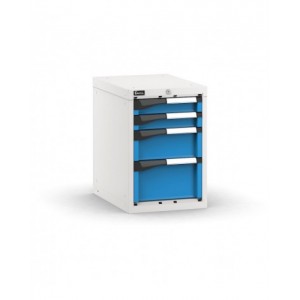 Blocco cassettiera da banco, 4 cassetti 2x75 1x150 1x200, L408 x P573 x H600 mm