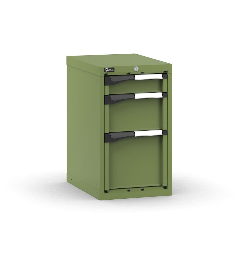 Blocco cassettiera da banco, 3 cassetti 1x100 1x200 1x300, L408 x P573 x H700 mm