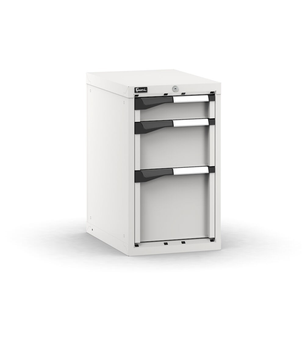 Blocco cassettiera da banco, 3 cassetti 1x100 1x200 1x300, L408 x P573 x H700 mm