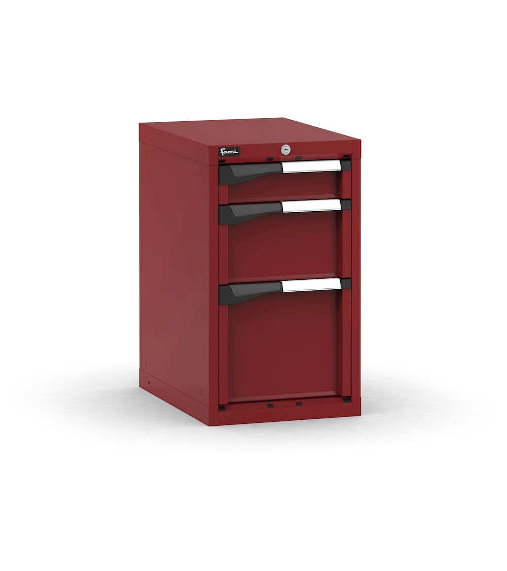 Blocco cassettiera da banco, 3 cassetti 1x100 1x200 1x300, L408 x P573 x H700 mm