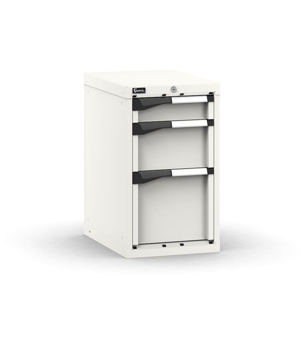 Blocco cassettiera da banco, 3 cassetti 1x100 1x200 1x300, L408 x P573 x H700 mm