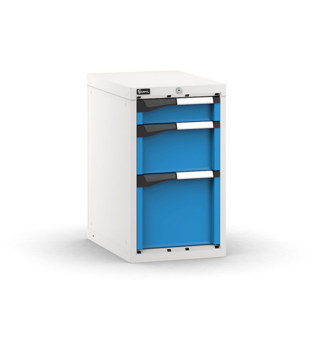 Blocco cassettiera da banco, 3 cassetti 1x100 1x200 1x300, L408 x P573 x H700 mm