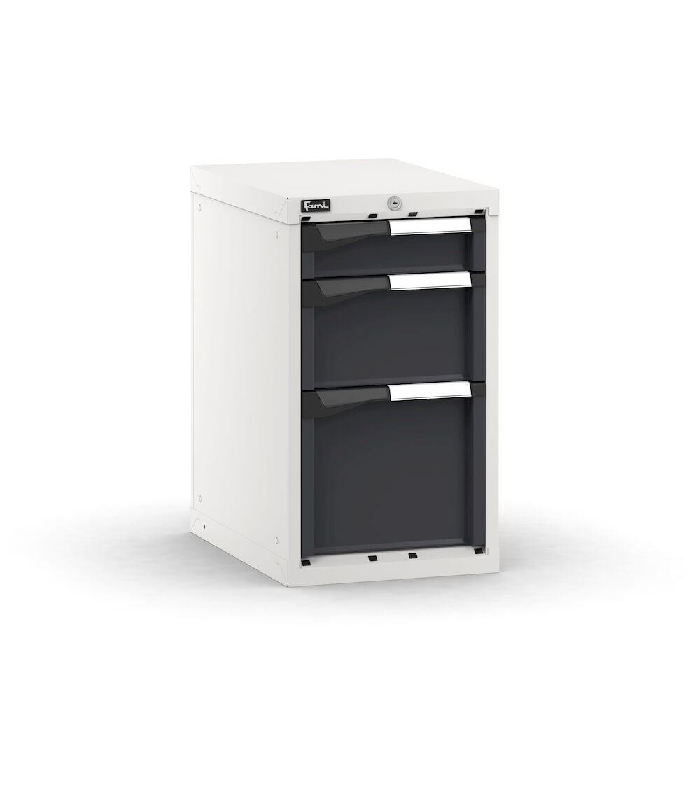 Blocco cassettiera da banco, 3 cassetti 1x100 1x200 1x300, L408 x P573 x H700 mm