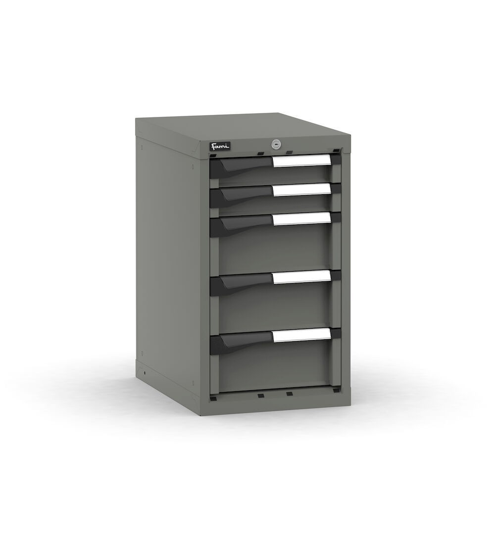 Blocco cassettiera da banco, 5 cassetti 2x75 3x150, L408 x P573 x H700 mm