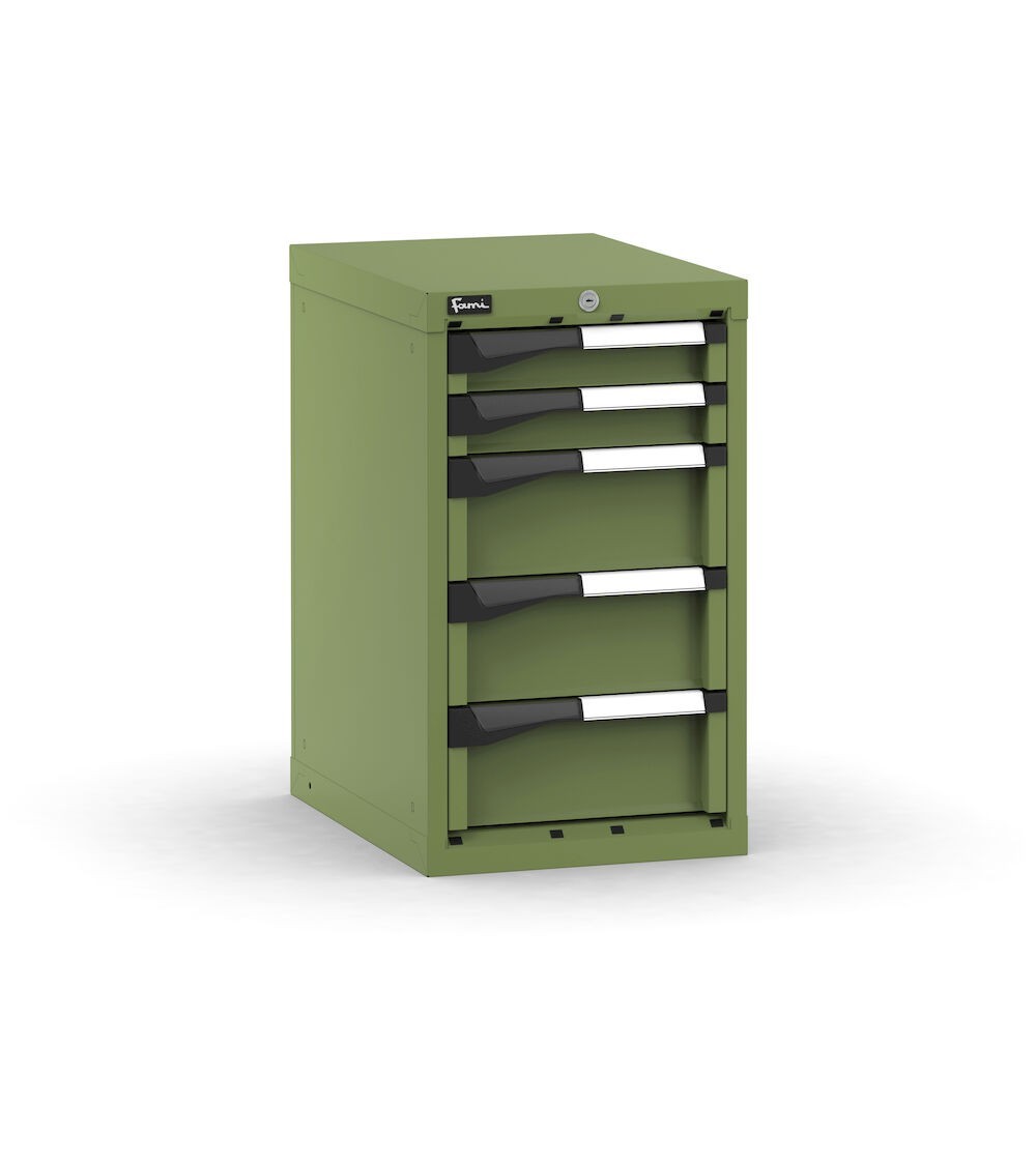 Blocco cassettiera da banco, 5 cassetti 2x75 3x150, L408 x P573 x H700 mm