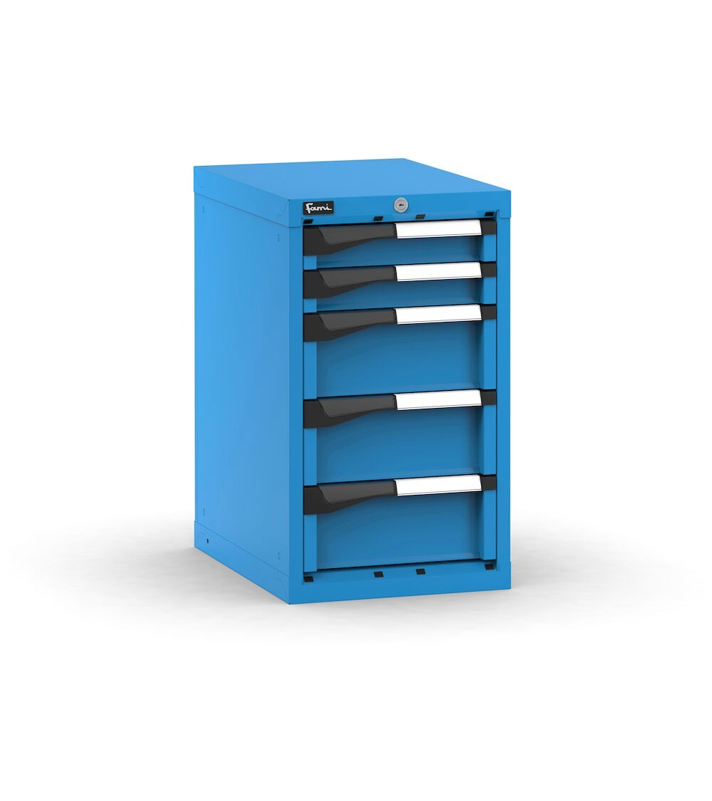 Blocco cassettiera da banco, 5 cassetti 2x75 3x150, L408 x P573 x H700 mm