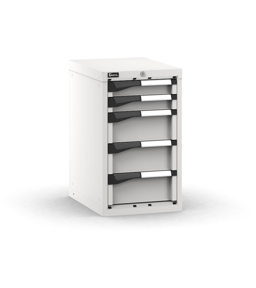 Blocco cassettiera da banco, 5 cassetti 2x75 3x150, L408 x P573 x H700 mm