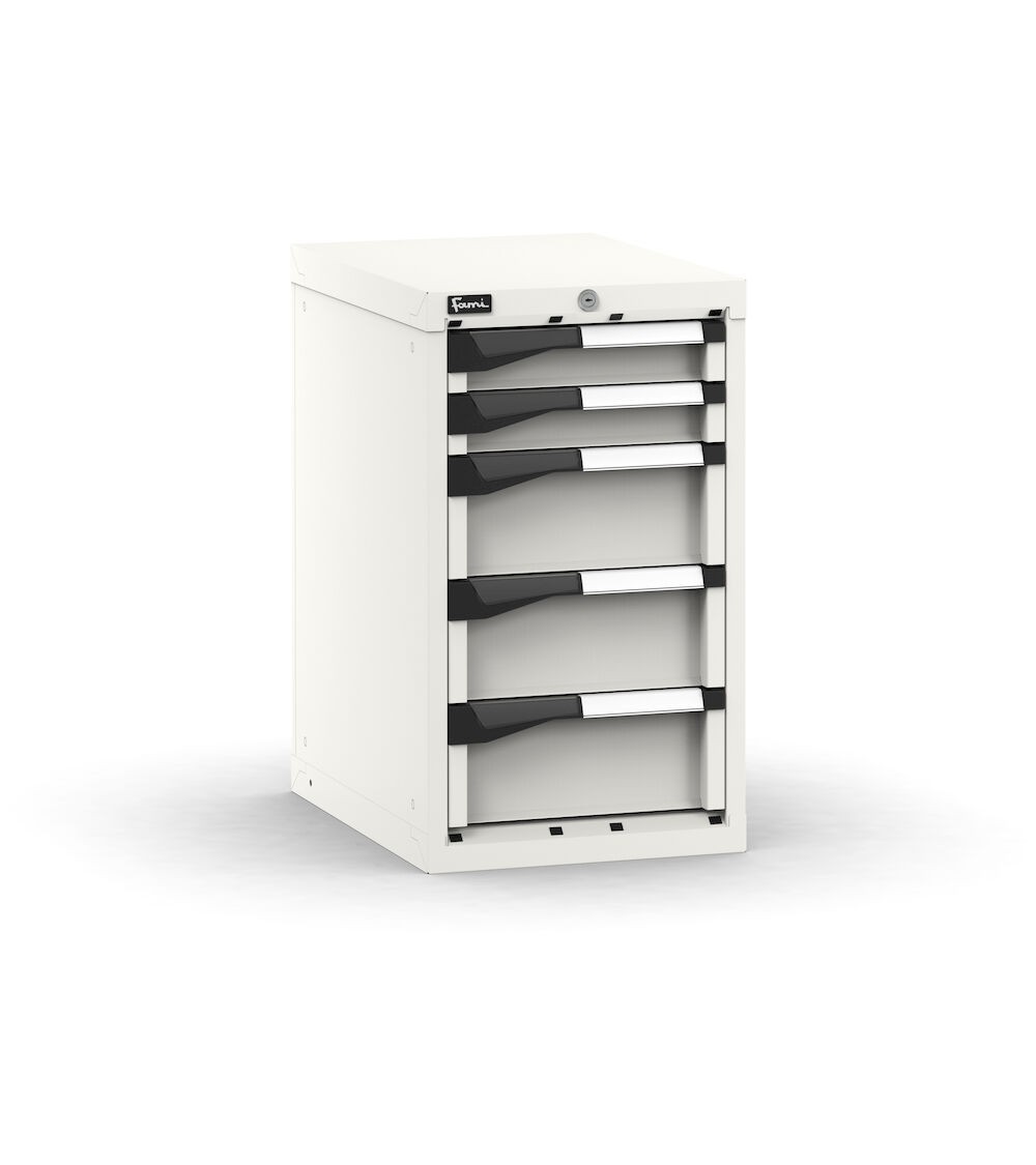 Blocco cassettiera da banco, 5 cassetti 2x75 3x150, L408 x P573 x H700 mm