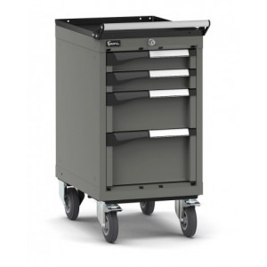 Cassettiera porta attrezzi con ruote, 4 cassetti 2x75 1x150 1x200, L408 x P573 x H822 mm