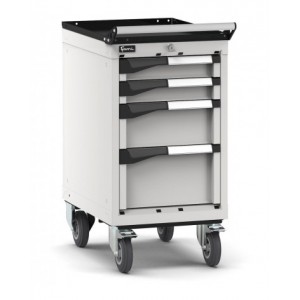 Cassettiera porta attrezzi con ruote, 4 cassetti 2x75 1x150 1x200, L408 x P573 x H822 mm