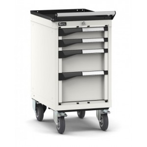 Cassettiera porta attrezzi con ruote, 4 cassetti 2x75 1x150 1x200, L408 x P573 x H822 mm