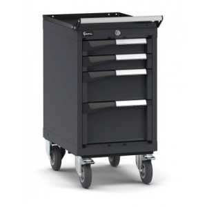 Cassettiera porta attrezzi con ruote, 4 cassetti 2x75 1x150 1x200, L408 x P573 x H822 mm