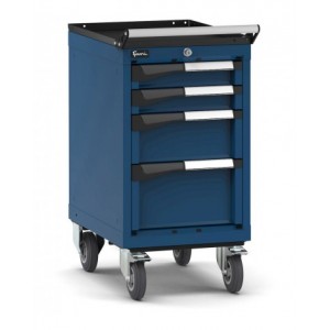 Cassettiera porta attrezzi con ruote, 4 cassetti 2x75 1x150 1x200, L408 x P573 x H822 mm