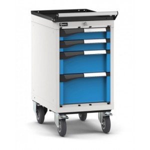Cassettiera porta attrezzi con ruote, 4 cassetti 2x75 1x150 1x200, L408 x P573 x H822 mm
