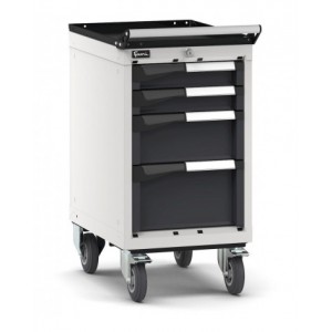 Cassettiera porta attrezzi con ruote, 4 cassetti 2x75 1x150 1x200, L408 x P573 x H822 mm